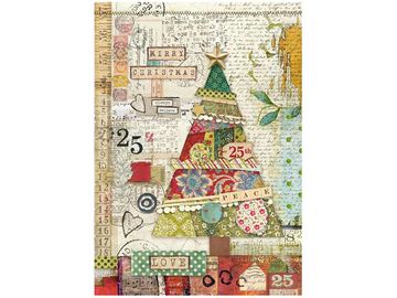 Ryžový papier A4 - patchworkový vianočný strom