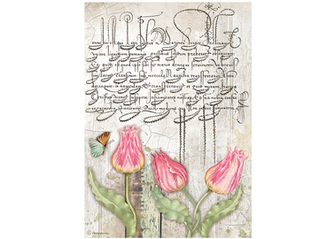 Ryžový papier A4 - Romantic Garden House - tulipány