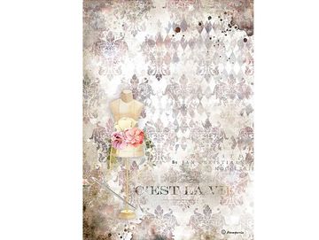 Ryžový papier A4 - Romantic Threads - textúra a figurína