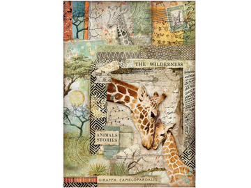 Ryžový papier A4 - Savana - žirafy
