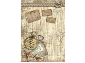 Ryžový papier A4 - Sea Land compass