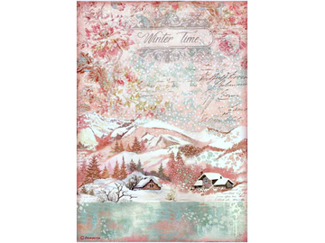 Ryžový papier A4 - Sweet Winter - zimná krajinka