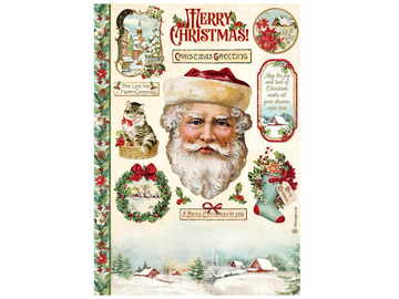 Ryžový papier A4 - tradičné Vianoce - Santa Claus