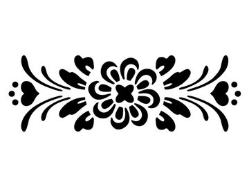 Šablóna 28x9cm - Folk kvetinový vzor s srdiečkom
