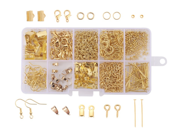 Sada bižutérnych komponentov v škatuľke - zlaté