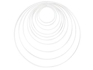 Sada kovových kruhov 10ks na veniec/lapač snov 10-40cm - biele