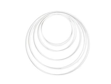 Sada kovových kruhov 10ks na veniec/lapač snov 10-20cm - biele