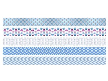 Sada mini washi pásiek s rollerom 5x3m - modré