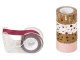 Sada mini washi pásiek s rollerom 5x3m - vianočné bordové