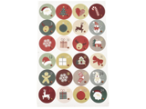 Samolepky A4 - adventné čísla kruhy 4,5cm - vianočné farby