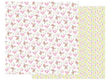 Scrapbookový papier 30x30cm - kolibrík a kvety