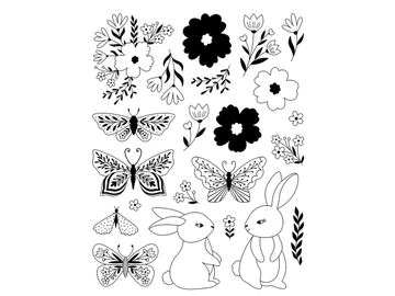 Silikónové pečiatky ARTEMIO Mariposa - kvety, motýle a zajace