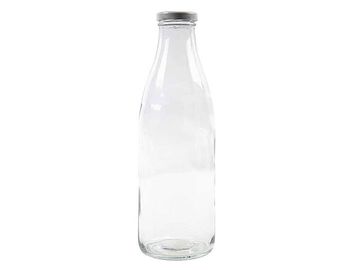 Sklenená fľaša na mlieko/sirup s uzáverom - 1liter