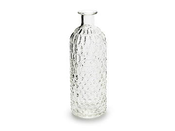 Sklenená váza, fľaša 20,5cm - štruktúrovaná