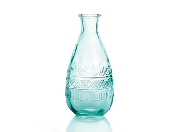 Sklenená váza, fľaša Berlin BOHO 16cm - tyrkysová