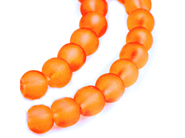 Sklenené korálky 6mm 20ks matné - ľadový efekt - neónovo oranžové