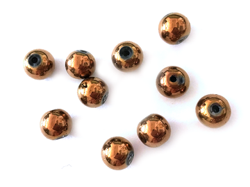 Sklenené korálky chrómovo lesklé 8mm 10ks - bronzové