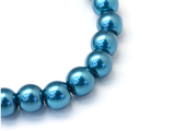 Sklenené korálky perleťové 6mm cca 70ks - petrolejovo modré