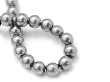 Sklenené korálky perleťové 6mm cca 70ks - tmavé sivé