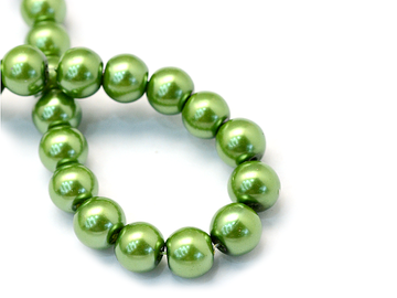 Sklenené korálky perleťové 6mm cca 70ks - tmavé zelené