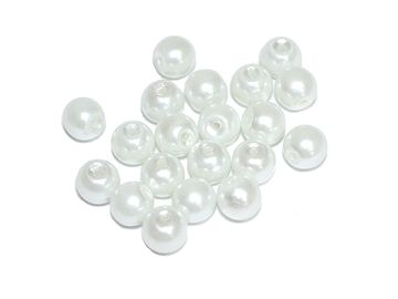Sklenené korálky perleťové 8mm 20ks - biele