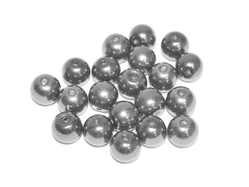 Sklenené korálky perleťové 8mm 20ks - grafitovo sivé