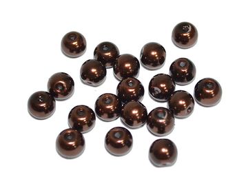 Sklenené korálky perleťové 8mm 20ks - kávové