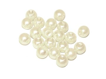 Sklenené korálky perleťové 8mm 20ks - krémové