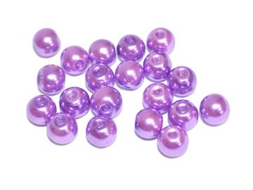 Sklenené korálky perleťové 8mm 20ks - fialové