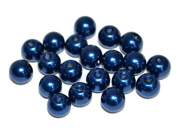 Sklenené korálky perleťové 8mm 20ks - námornícke modré