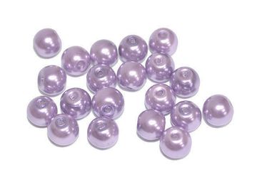 Sklenené korálky perleťové 8mm 20ks - pastelové fialové