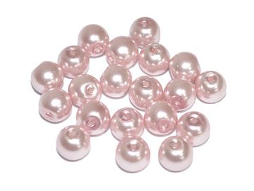 Sklenené korálky perleťové 8mm 20ks - pastelové ružové