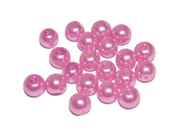 Sklenené korálky perleťové 8mm 20ks - ružové