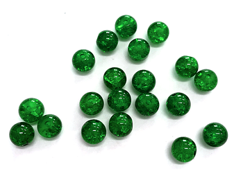 Sklenené korálky popraskané 8mm 10ks - tmavé zelené