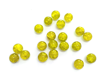 Sklenené korálky popraskané 8mm 10ks - žlté