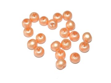 Sklenené perleťové korálky 6mm 20ks - pastelová oranžová
