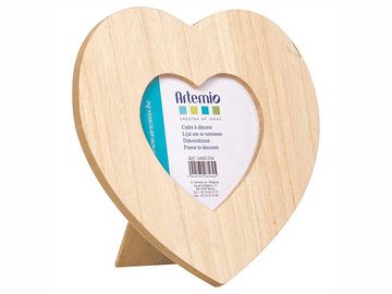 Stolový drevený rámik na fotografiu - srdce - 18x18 cm