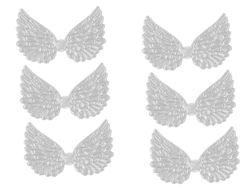 Textilné anjelské krídla samolepiace 6,5cm 6ks - strieborné