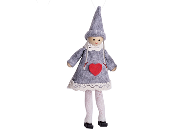 Textilné vianočné dievčatko 18cm - sivé