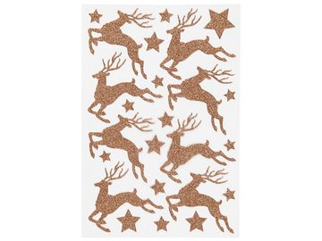 Trblietavé kreatívne nálepky bronzové - jelene a hviezdy