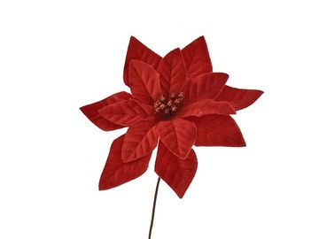 Umelá vianočná ruža 12cm - zamatová červená