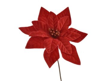 Umelá vianočná ruža 16cm - zamatová červená