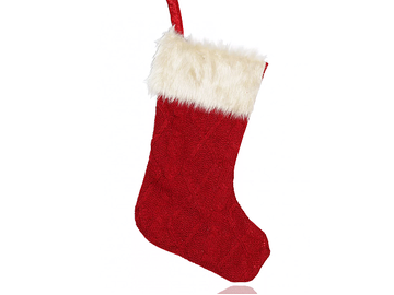 Vianočná závesná ponožka 48cm - štrikovaná červená