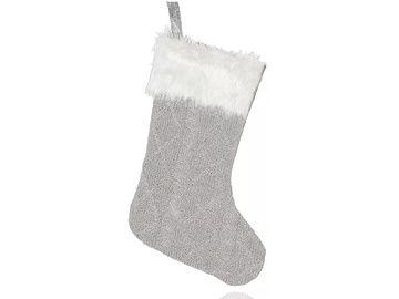 Vianočná závesná ponožka 48cm - štrikovaná sivá
