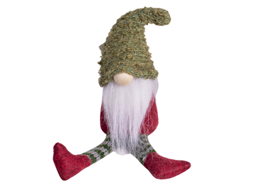 Vianočný škriatok Gnóm 22cm s nohami - zelený