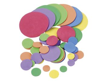 Výrezy z penovej machovej gumy 180ks - farebné kruhy
