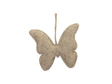 Závesná filcová dekorácia 10,5cm - béžový motýľ