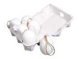 Závesné plastové vajíčka v krabičke 6cm 6ks - biele