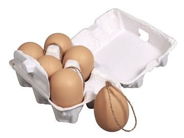 Závesné plastové vajíčka v krabičke 6cm 6ks - hnedé