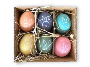 Závesné slepačie vajíčka pravé pastelové 6ks - so zajačikom